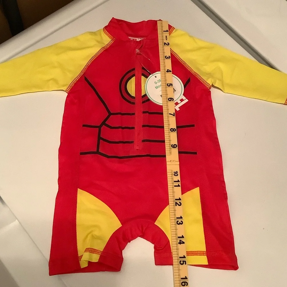 Marvel Red and Yellow Iron Man Infant Swim Rashguard